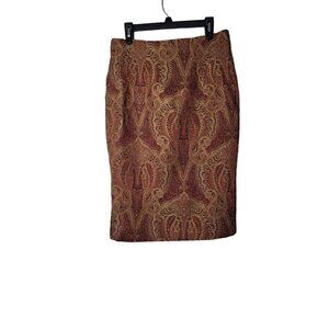 VTG Newport News Pencil Skirt Paisley Tapestry Textured Academia Librarian